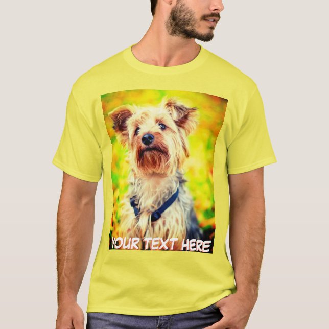 Camiseta Texto e foto personalizados do animal de estimação (Frente)