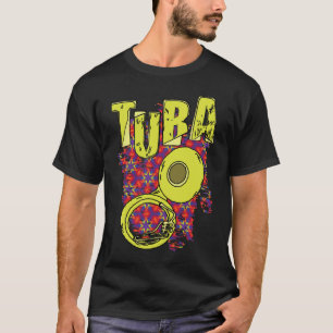 Camiseta Texto e padrão coloridos do Tuba
