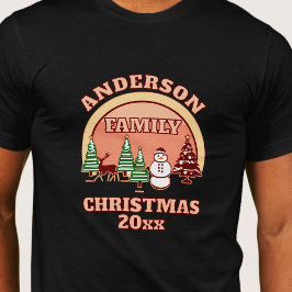 Camiseta Texto editável retro vintage da família de Natal