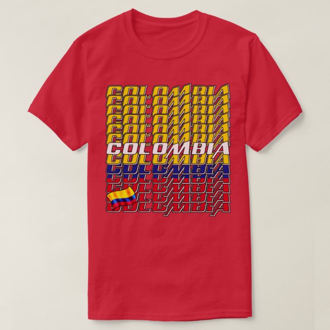Camiseta Texto em cascata da Colômbia 4 (Frente do Design)