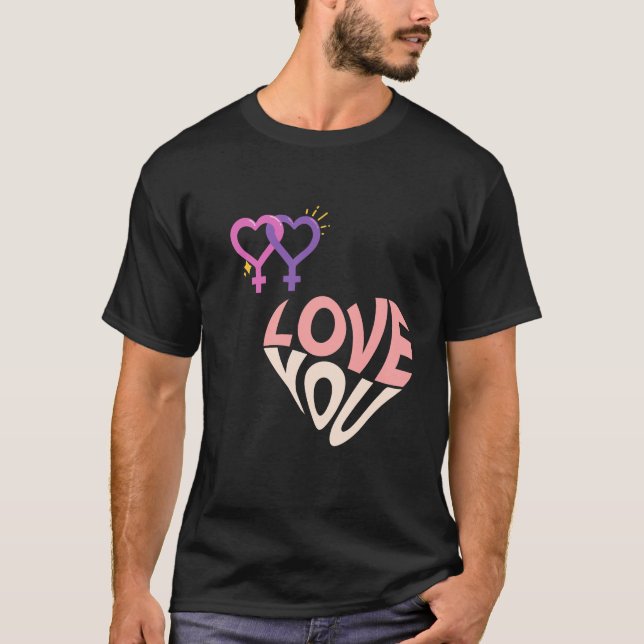 Camiseta Texto em forma de feliz dia de os namorados (Frente)