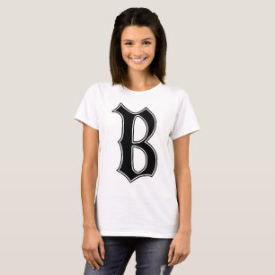 Camiseta Texto em inglês Gótica Monograma - letra B