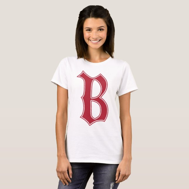 Camiseta Texto em inglês Gótica Monograma - letra B (Frente Completa)