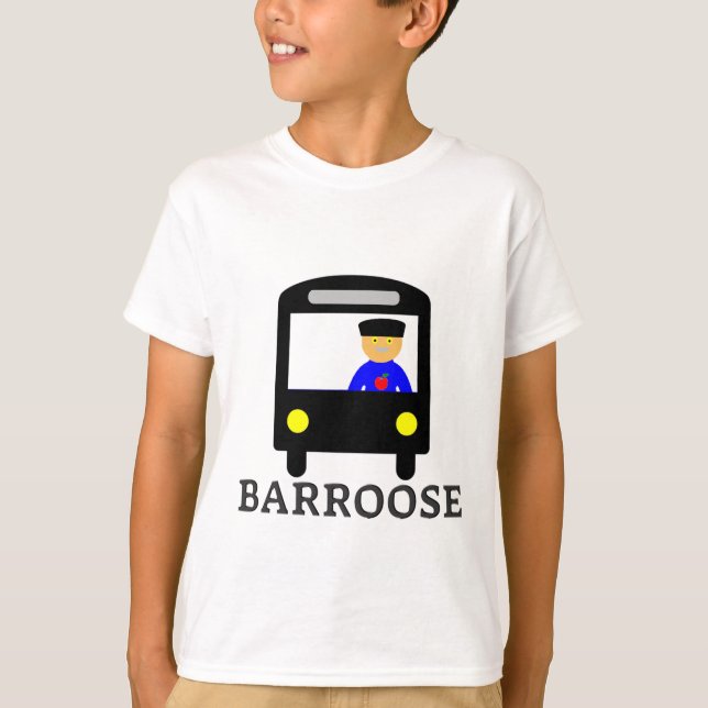 Camiseta Texto em Manx: barroose e ônibus preto (Frente)