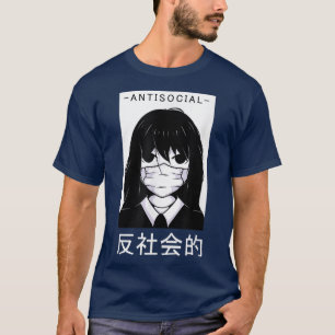 Camiseta Texto estético antissocial japonês Manga Vaporwav