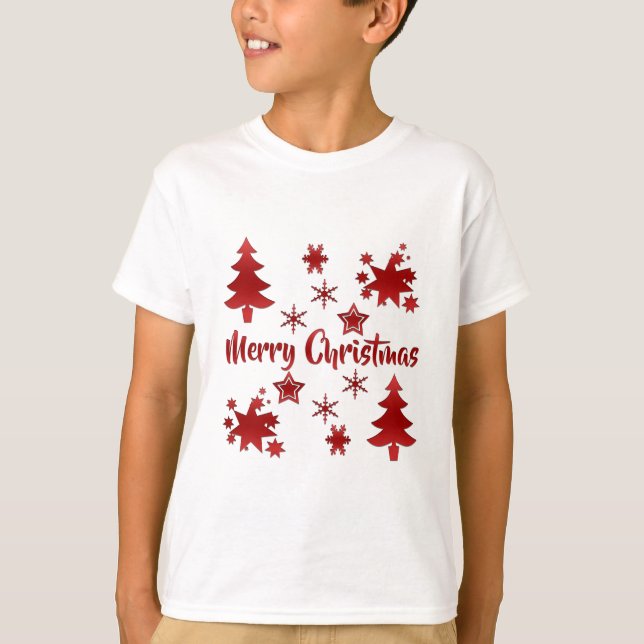 Camiseta texto Feliz Natal em Vermelho de Festa (Frente)