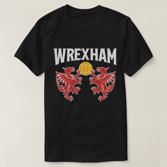 Camiseta Texto Grande de Wrexham com dragões63 (Frente do Design)