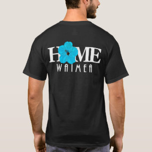 Camiseta texto HOME Waimea Hawaii Blue Hibiscus (impressão