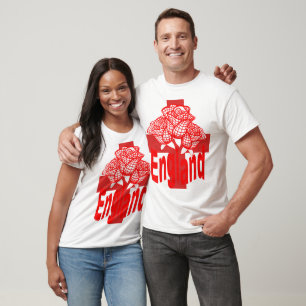 Camiseta Texto Isolado da Inglaterra Vermelha Cruz de São J