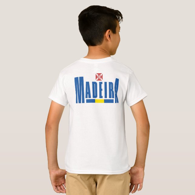 Camiseta Texto Madeira e Cores de Sinalizador (Parte Traseira Completa)