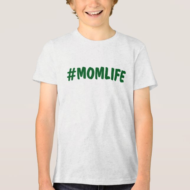 Camiseta Texto "Momlife" na moda para Mulheres (Frente)