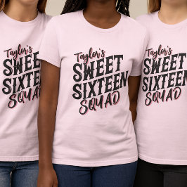 Camiseta Texto Negra e Rosa Moderno, 16 Quadrados