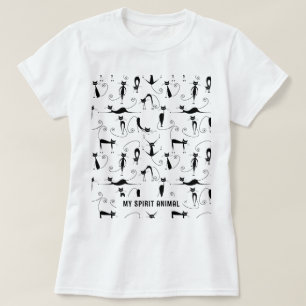 Camiseta Texto ou Nome Personalizado de Gatos Pretos Funcio