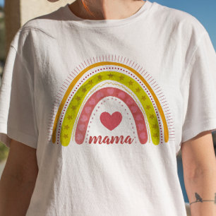 Camiseta Texto Personalizado Boho Watercolor Arco-Íris Cora