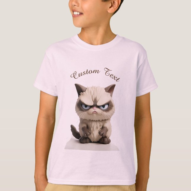 Camiseta Texto Personalizado com Cat Grumpy (Frente)