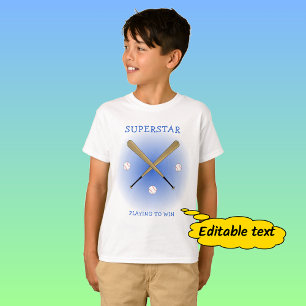 Camiseta Texto personalizado de estrela de beisebol cruzado