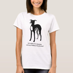 Camiseta Texto Personalizado de Greyhound Italiano Preto