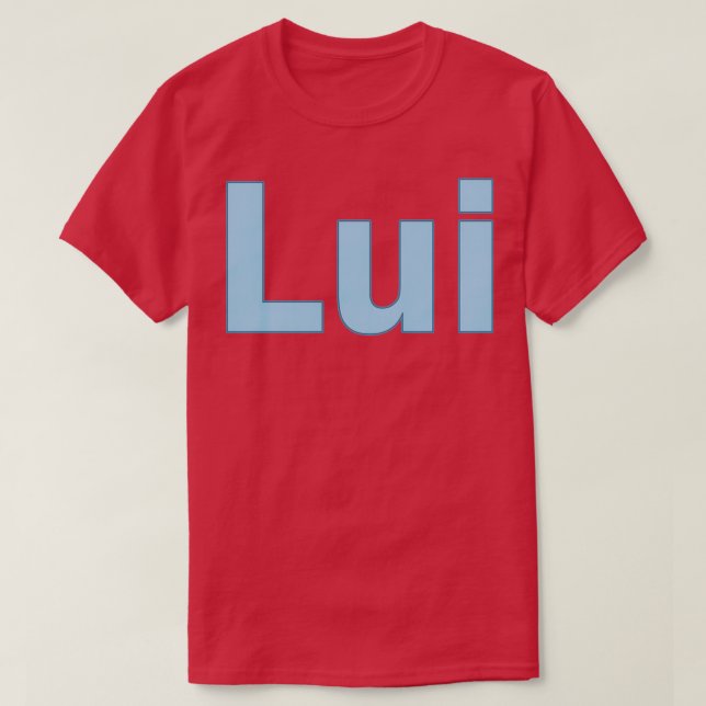 Camiseta Texto personalizado de inscrição de nome azul Lui (Frente do Design)