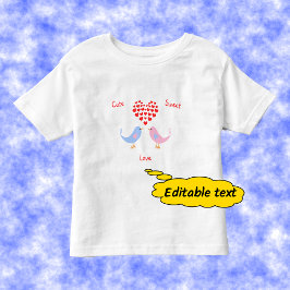 Camiseta Texto personalizado de pássaros doces e bonitos