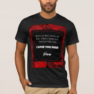 Camiseta Texto Personalizado de Quadro Floral Vermelho dia