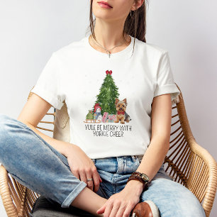 Camiseta Texto Personalizado de Tee de Natal de Terrier Yor