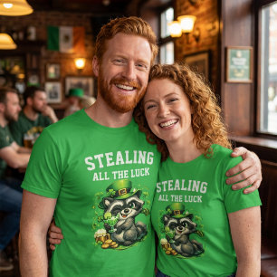 Camiseta Texto Personalizado Dia de São Patrício Guaxinim D