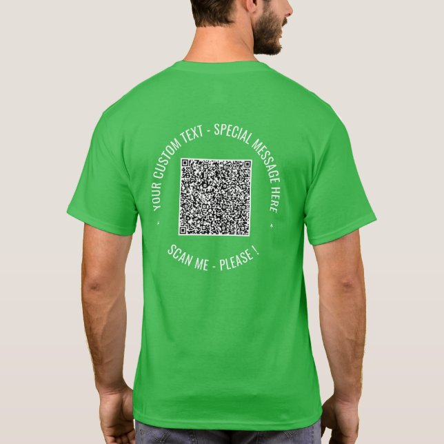 Camiseta Texto personalizado do código QR e Promocional T-S (Verso)