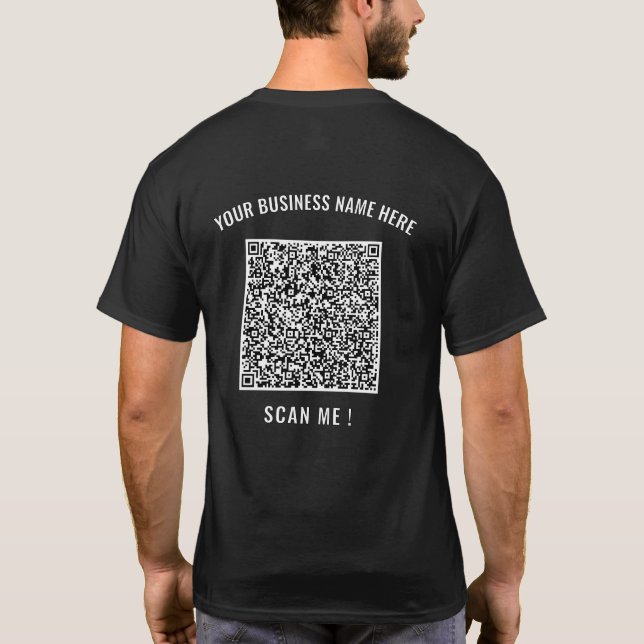 Camiseta Texto personalizado do código QR Texto comercial T (Verso)