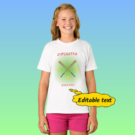 Camiseta Texto personalizado do jogador de softball star