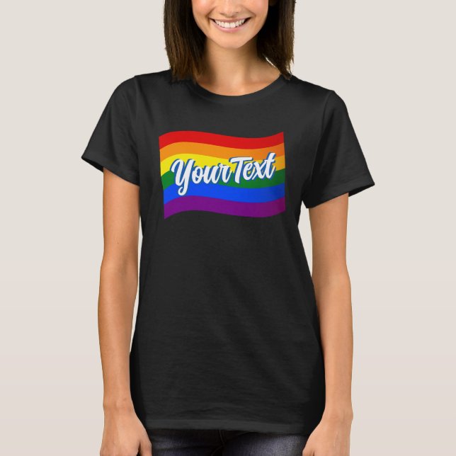 Camiseta Texto personalizado do Orgulho LGBTQ Orgulho gay d (Frente)