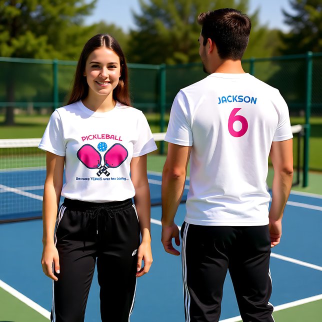 Camiseta Texto personalizado engraçado (frente e verso) Pic (Funny Custom text (front and back) Pickleball T-Shirt)