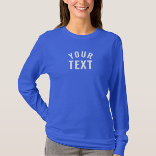 Camiseta Texto Personalizado Fundo Real Azul Mulher Longa F