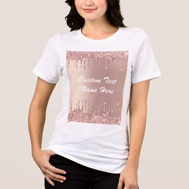 Camiseta Texto Personalizado Glitter Sparkly Dourado do ros (Frente)