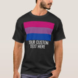 Camiseta Texto Personalizado LGBT de Sinalizador Bissexual<br><div class="desc">Sinalizador bissexual LGBT Arco-Íris LGBT Texto Personalizado Texto Preto</div>