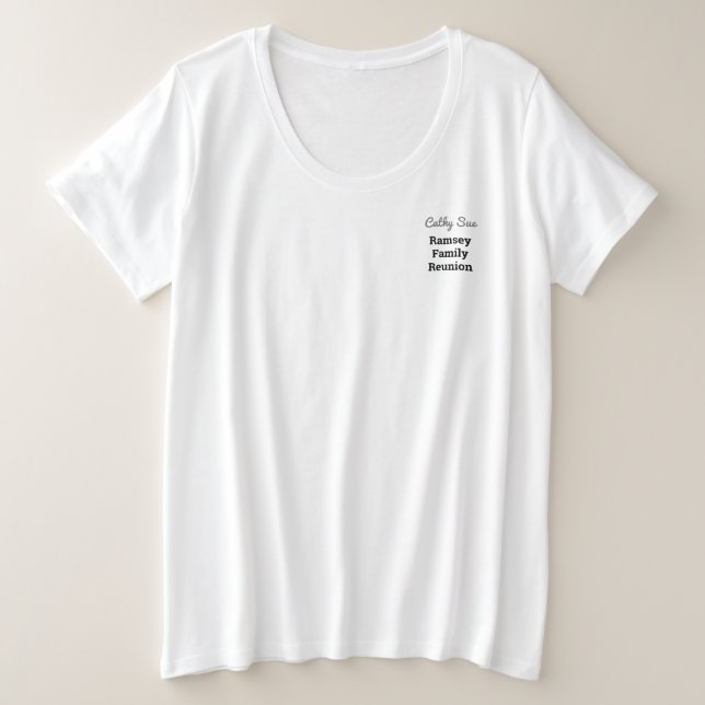 Camiseta Texto Personalizado Mais Tamanho Família Reunião C (Frente do Design)