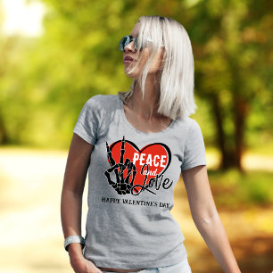 Camiseta Texto Personalizado Mão de Esqueleto Moderna Paz e