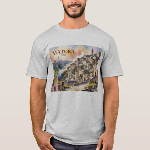 Camiseta Texto Personalizado Matera Itália Viagem Sassi di 