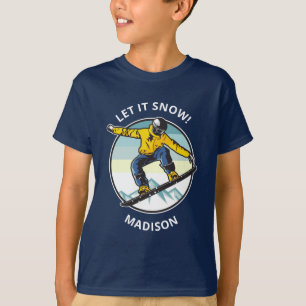 Camiseta Texto personalizado & nome vestuário SNOWBOARDER