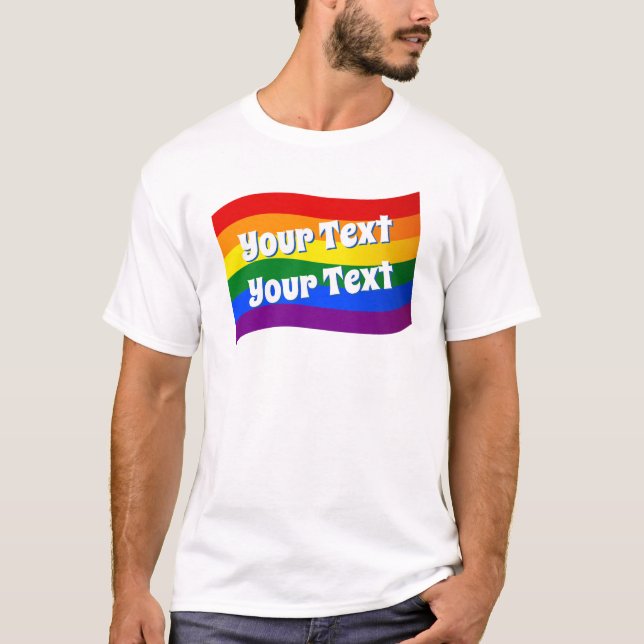 Camiseta Texto personalizado Orgulho gay do Sinalizador Arc (Frente)