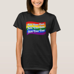 Camiseta Texto personalizado Orgulho gay do Sinalizador Arc