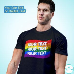 Camiseta Texto personalizado Orgulho gay do Sinalizador Arc