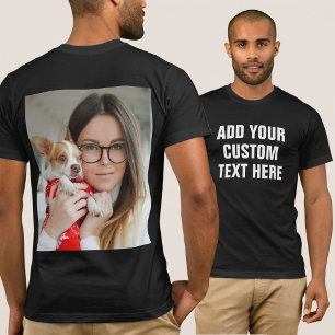 Camiseta Texto Personalizado ou Nome e Foto no Verso 