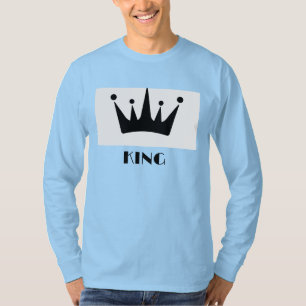 Camiseta Texto Personalizado Rei Imagem Coroa Azul Longa Fo