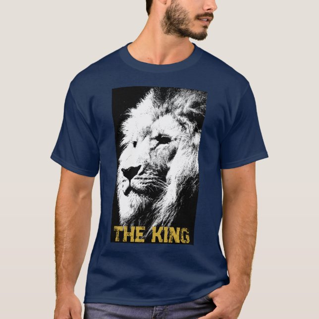 Camiseta Texto Personalizado Rosto De Leão De Animal Mens F (Frente)