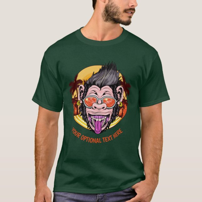 Camiseta Texto personalizado Roupa de macaco de praia (Frente)