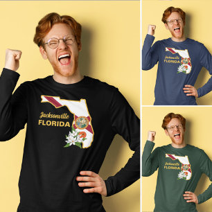 Camiseta Texto Personalizado Sinalizador Flor e Flor Laranj