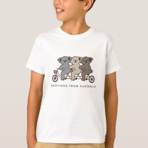 Camiseta Texto Personalizado Três Koalas Andando Tandem