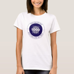 Camiseta Texto Personalizável & Seu Logotipo   Azul Escuro 
