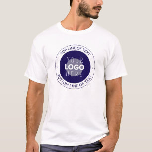 Camiseta Texto Personalizável & Seu Logotipo Azul Escuro