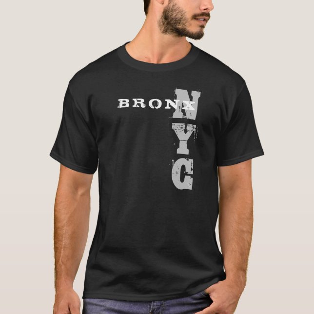 Camiseta Texto preto Bronx Nyc Texto Elegante Design (Frente)